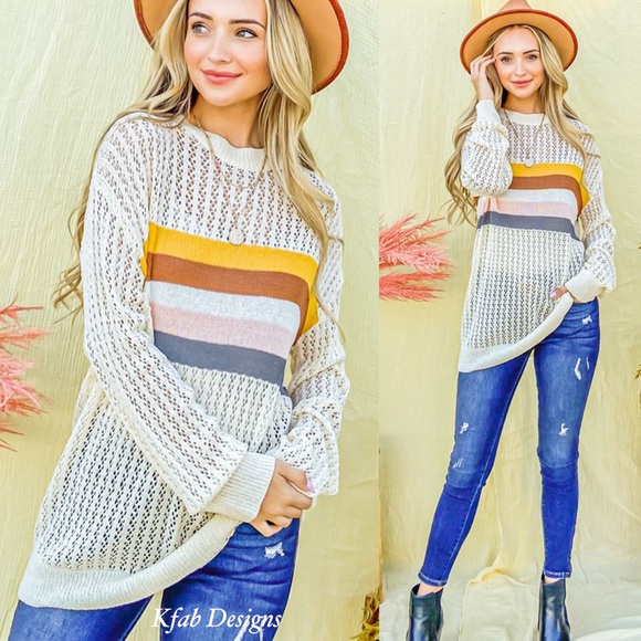 Sweaters - ❤️LAST! Color Block Striped Lightweight Sweater! Perfect for transition!